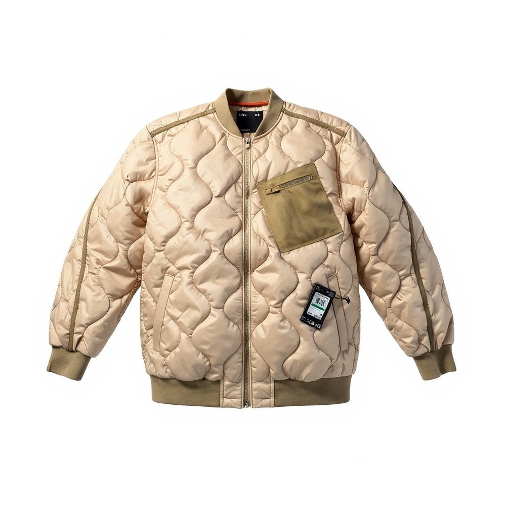 Under Armour UA Heritage Quilted Bomber Jacket Men's Large Beige Water Repellent